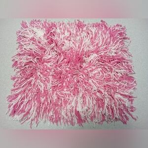 Pink and White SQUARE Shag Rug